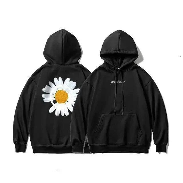 Cozy Oversized Hooded Sweatshirt for Men & Women - Sunflower Print - Korvel