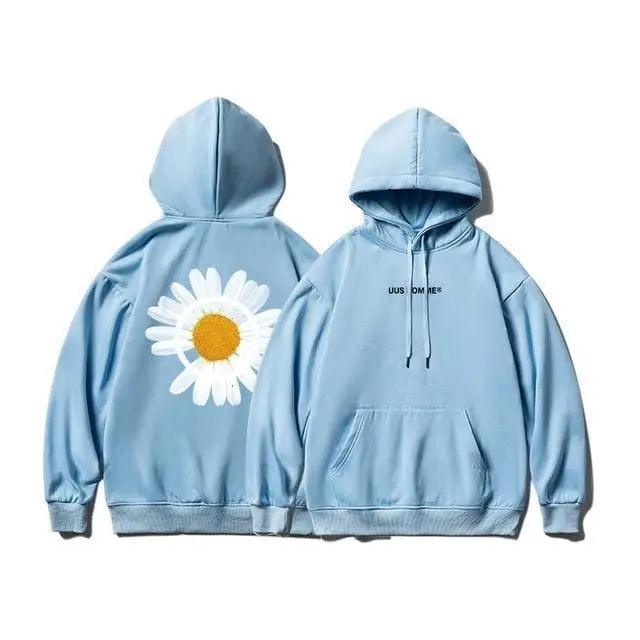 Cozy Oversized Hooded Sweatshirt for Men & Women - Sunflower Print - Korvel