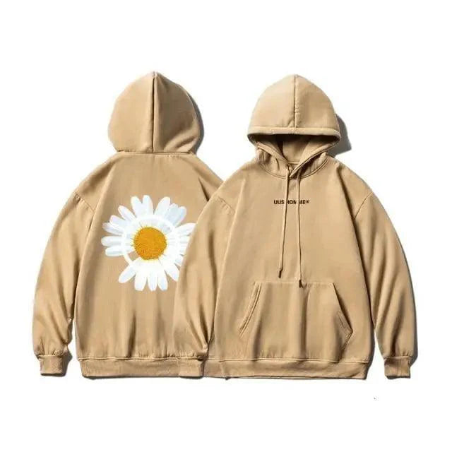 Cozy Oversized Hooded Sweatshirt for Men & Women - Sunflower Print - Korvel