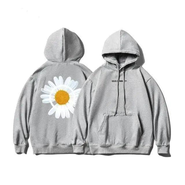 Cozy Oversized Hooded Sweatshirt for Men & Women - Sunflower Print - Korvel