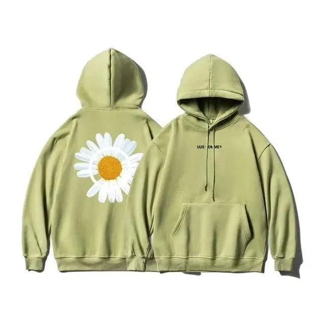Cozy Oversized Hooded Sweatshirt for Men & Women - Sunflower Print - Korvel