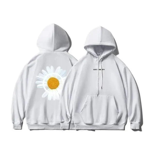 Cozy Oversized Hooded Sweatshirt for Men & Women - Sunflower Print - Korvel