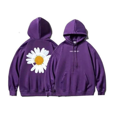 Cozy Oversized Hooded Sweatshirt for Men & Women - Sunflower Print - Korvel