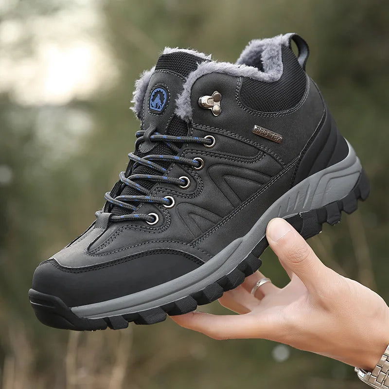 New winter sports shoes for men, outdoor shoes with plush insulation, cotton shoes, lightweight hiking shoes, oversized hiking shoes - Korvel