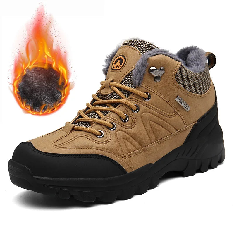 New winter sports shoes for men, outdoor shoes with plush insulation, cotton shoes, lightweight hiking shoes, oversized hiking shoes - Korvel