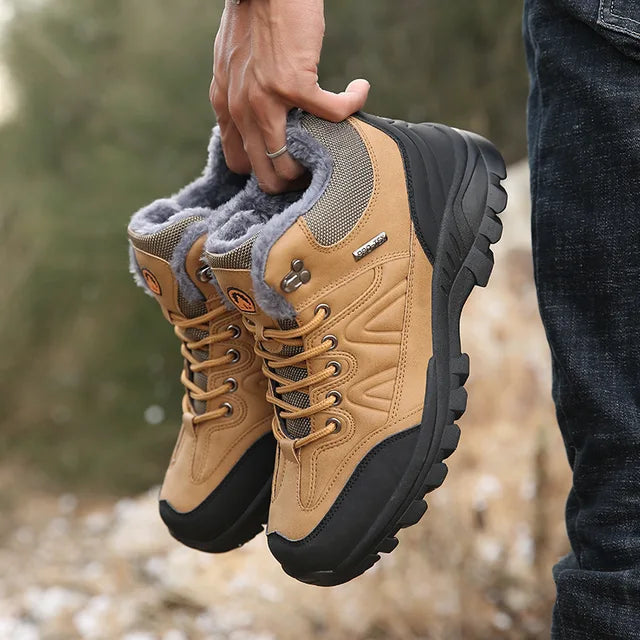 New winter sports shoes for men, outdoor shoes with plush insulation, cotton shoes, lightweight hiking shoes, oversized hiking shoes - Korvel