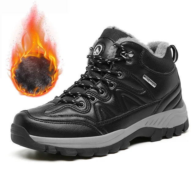 New winter sports shoes for men, outdoor shoes with plush insulation, cotton shoes, lightweight hiking shoes, oversized hiking shoes - Korvel