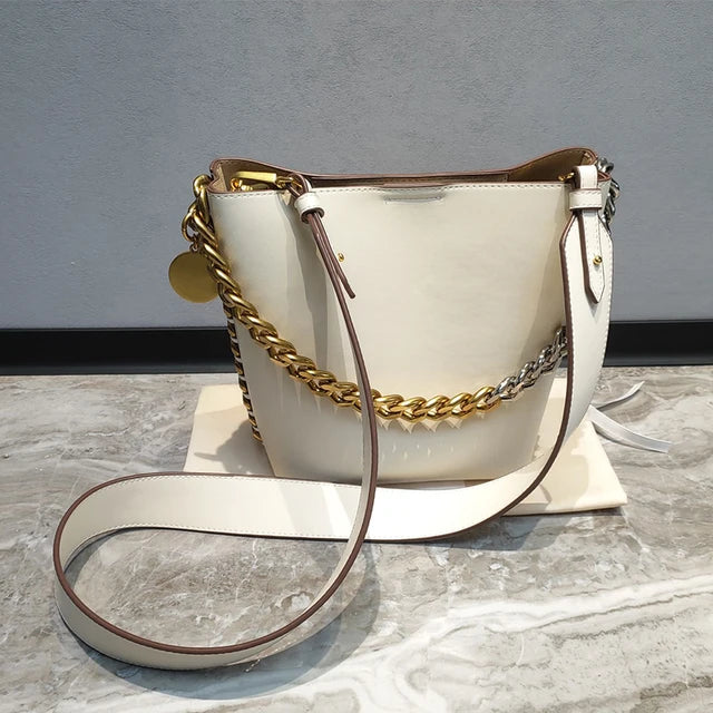 New Women's Bucket Bag Luxury Shoulder Bag High Quality Handbag Fashion Women's Bag Thick Chain Party Bag Wallet - Korvel