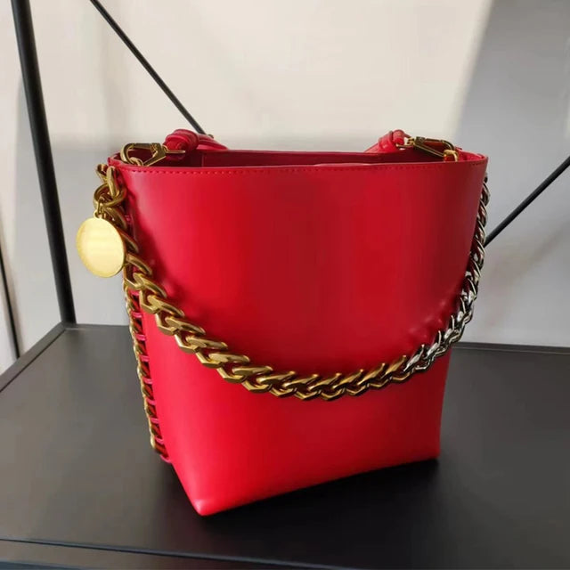 New Women's Bucket Bag Luxury Shoulder Bag High Quality Handbag Fashion Women's Bag Thick Chain Party Bag Wallet - Korvel