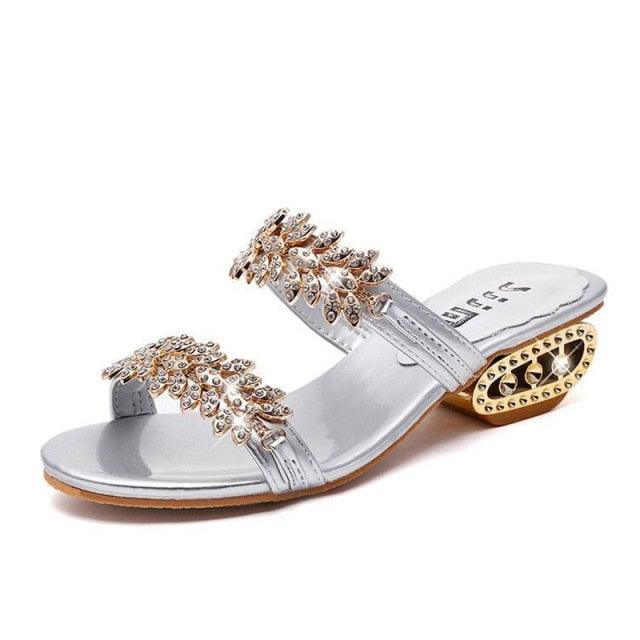 Sandalias de Verano de Lujo con Rhinestones para Mujeres