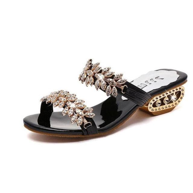 Sandalias de Verano de Lujo con Rhinestones para Mujeres