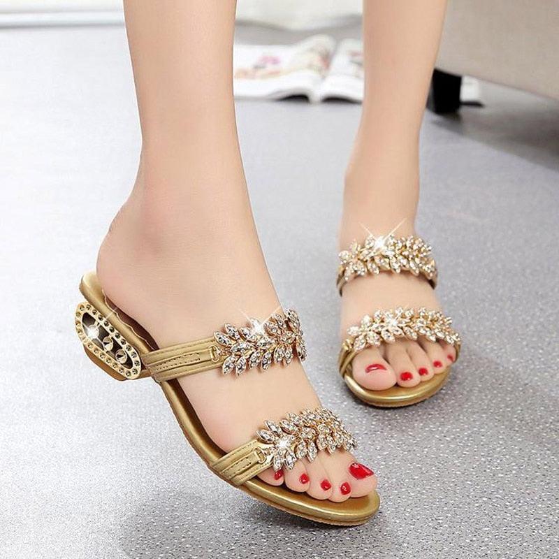 Sandalias de Verano de Lujo con Rhinestones para Mujeres