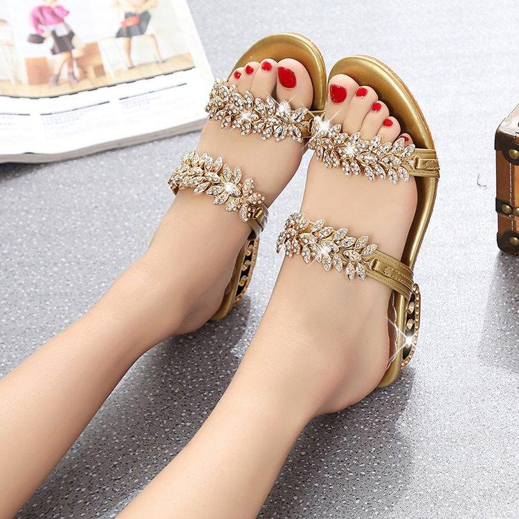 Sandalias de Verano de Lujo con Rhinestones para Mujeres