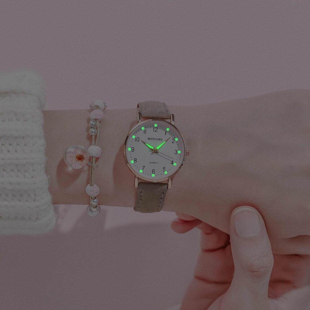 Reloj de Cuarzo Elegante para Mujeres con Manecillas Luminiscentes