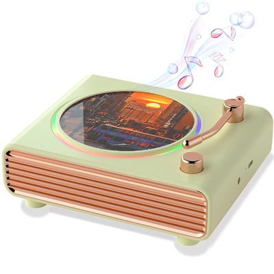 Vintage Bluetooth Record Player with Ambient Lighting - Green