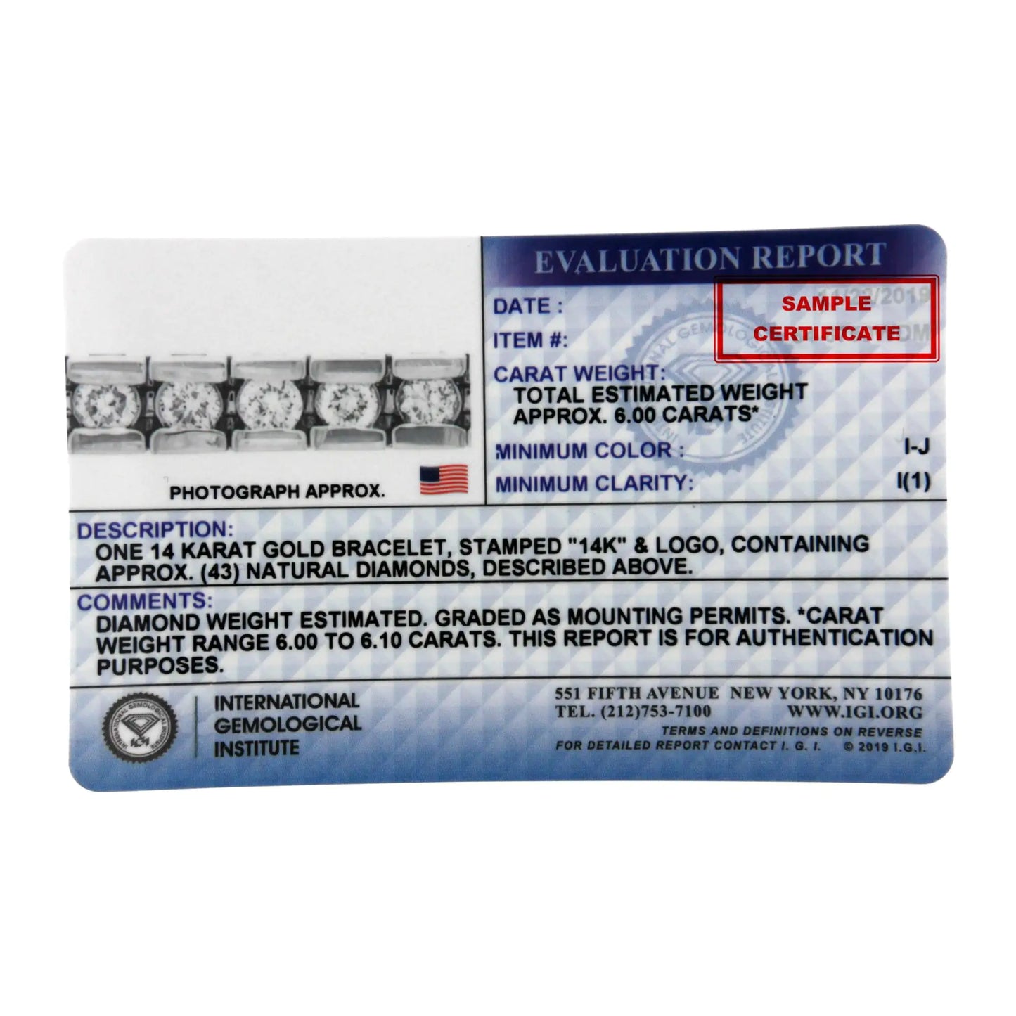 IGI Certified 14K White Gold Diamond Tennis Bracelet - 6.0 Cttw