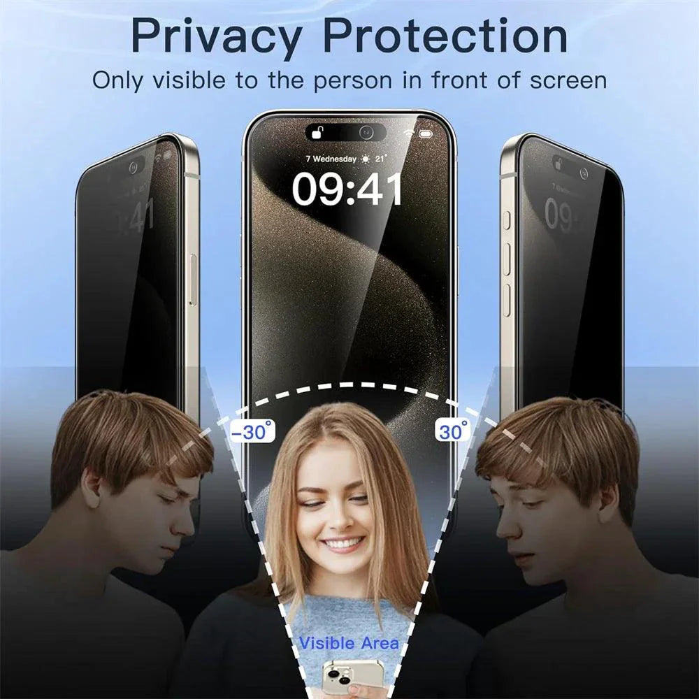 Cristal Antiespía Premium para iPhone 16, 15, 14, 13 Pro Max