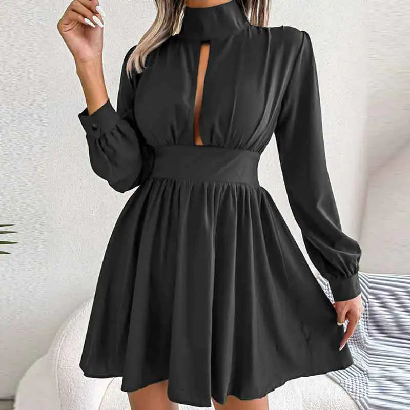 Elegant Solid Color Chiffon A-Line Dress for Women