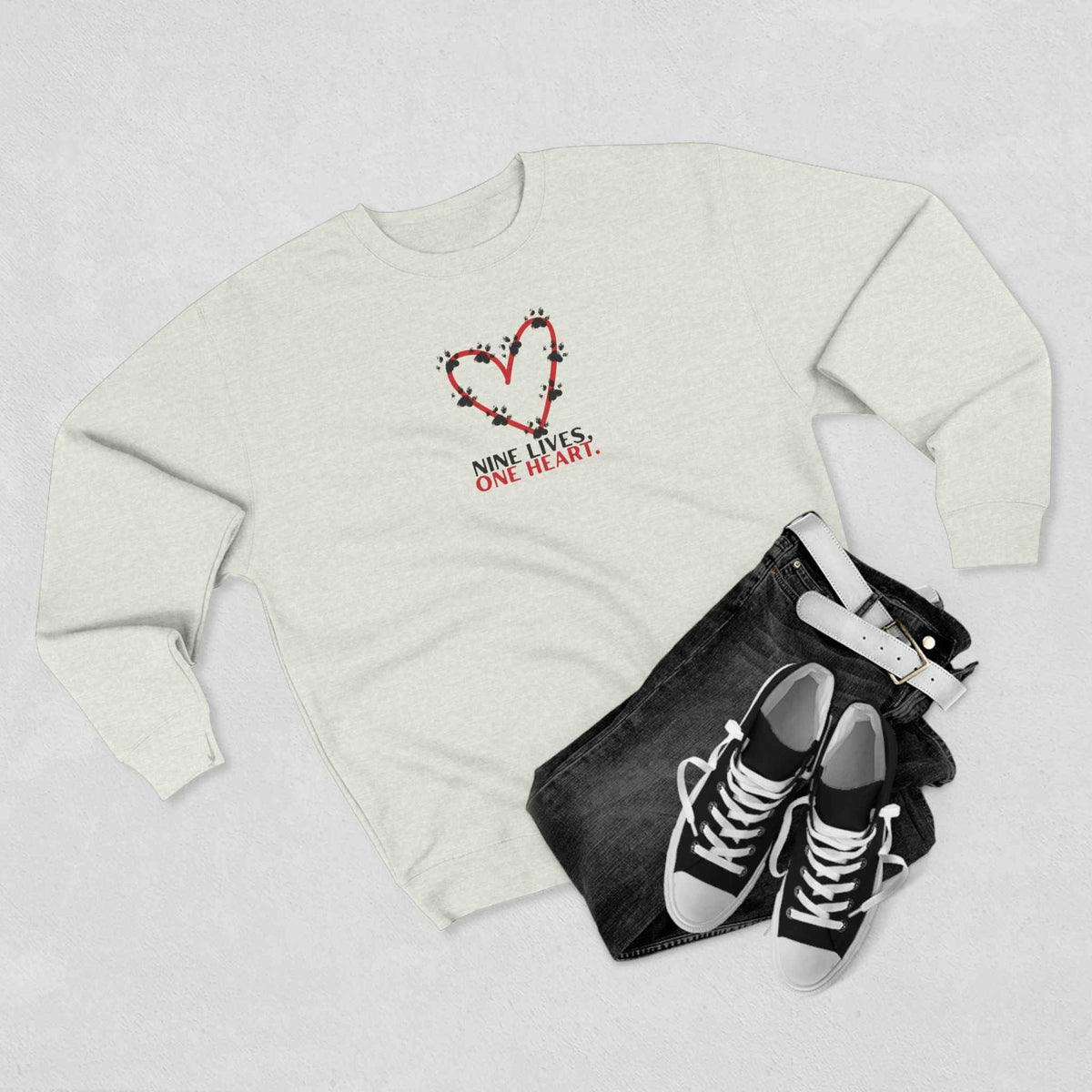 Nine Lives, One Heart Cat Lover Sweatshirt