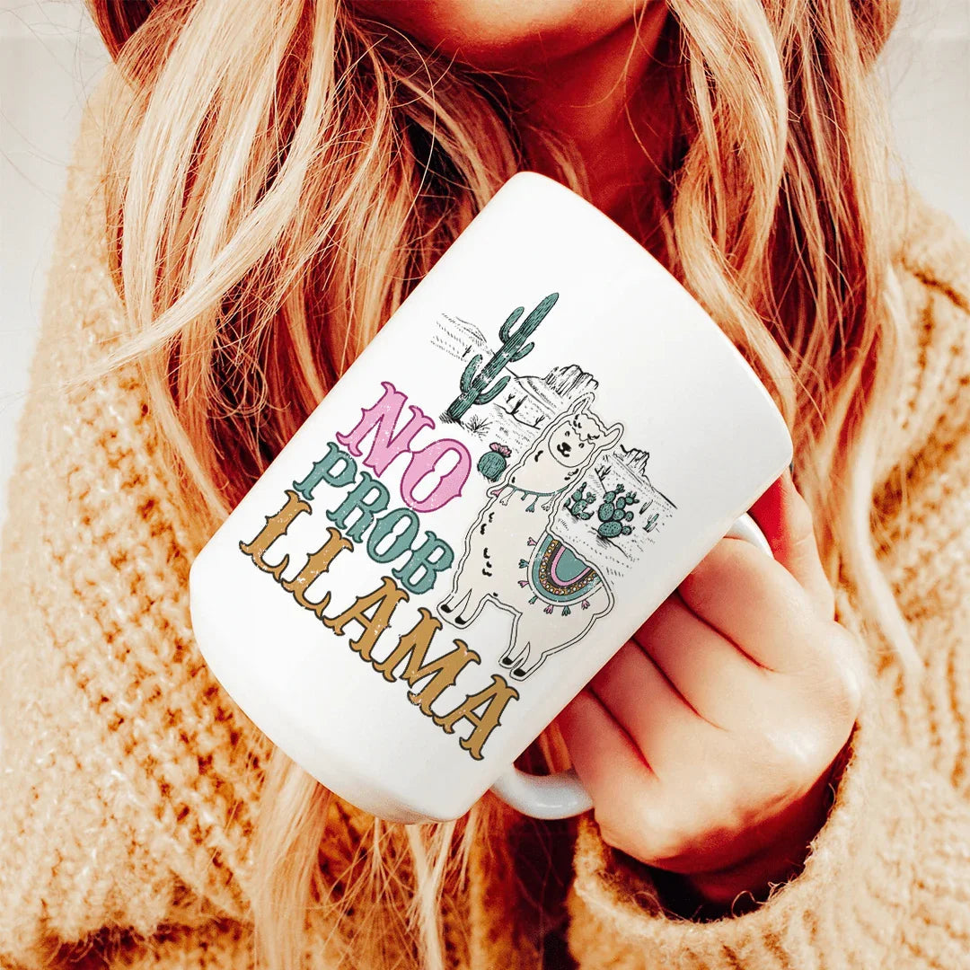 Taza de cerámica No Prob Llama de 15 oz