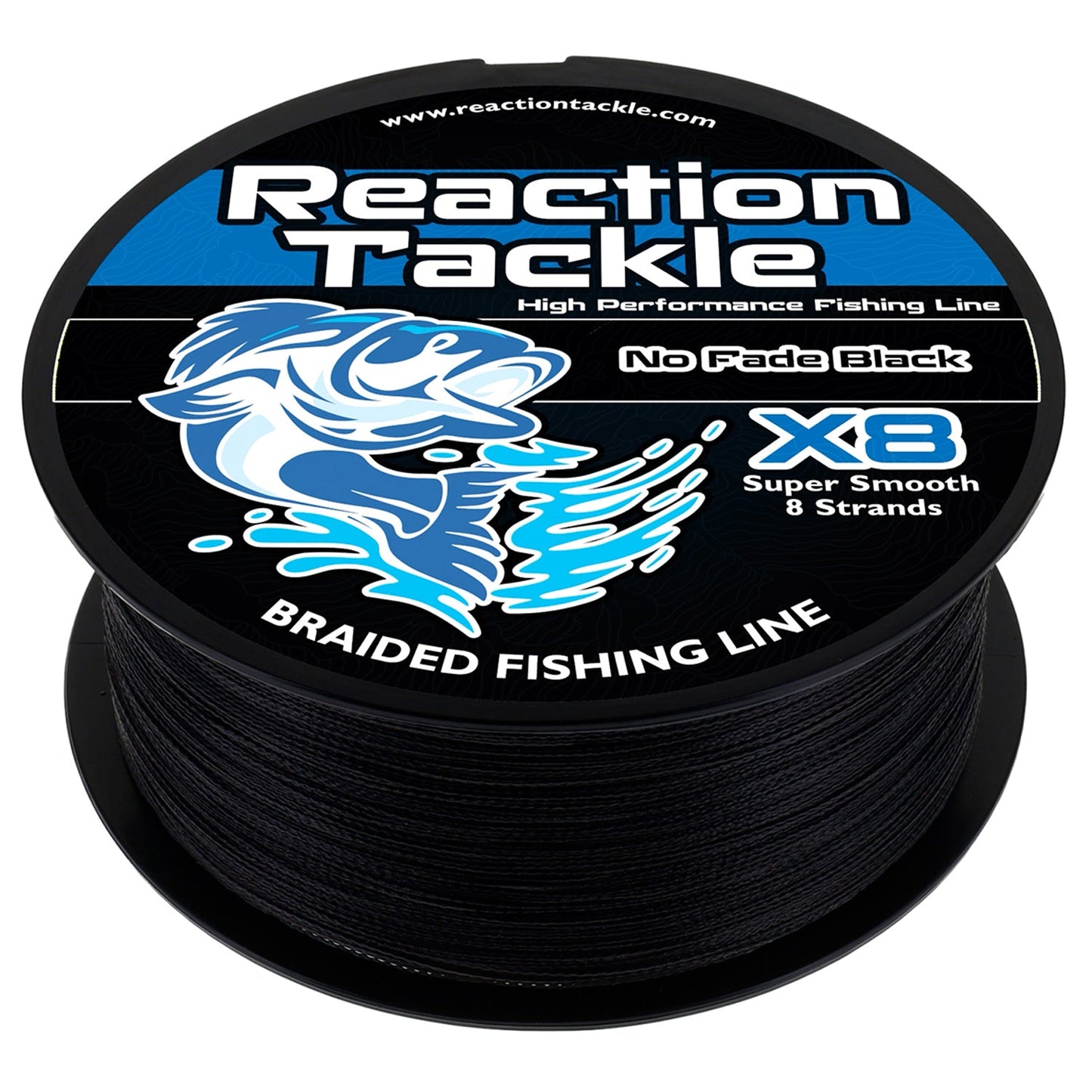 Línea de pesca trenzada Reaction Tackle X8 - Sin decoloración, negra, 8 hebras - NUEVA