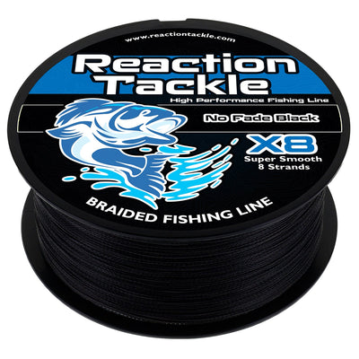 Reaction Tackle X8 Braided Fishing Line - Fade-Resistant Black