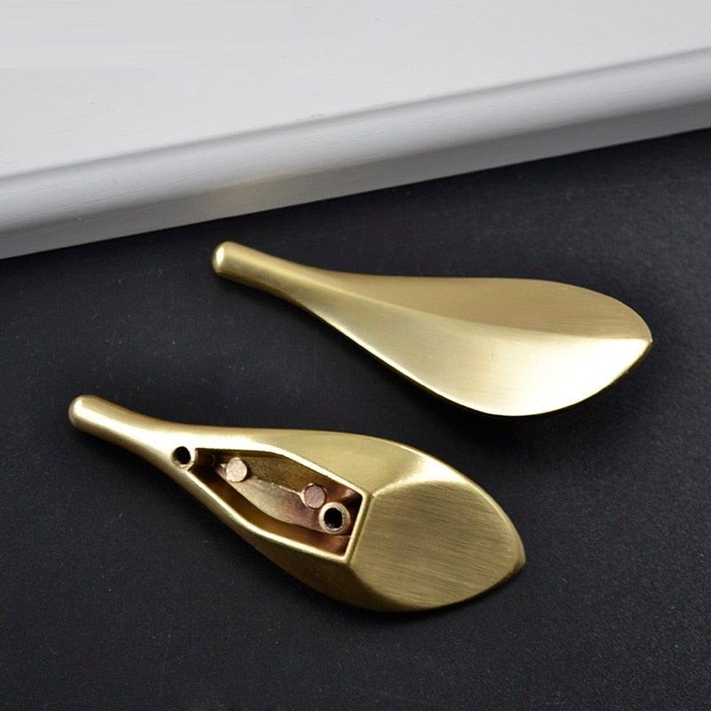 Nordic Style Solid Brass Gold Leaf Cabinet Knob