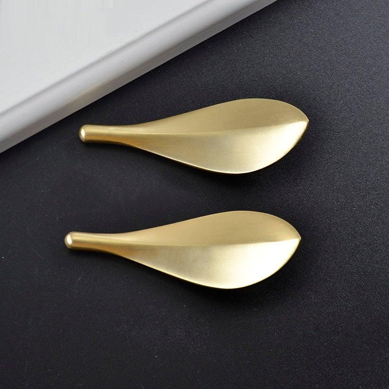 Nordic Style Solid Brass Gold Leaf Cabinet Knob