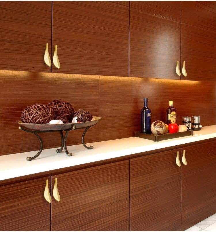 Nordic Style Solid Brass Gold Leaf Cabinet Knob