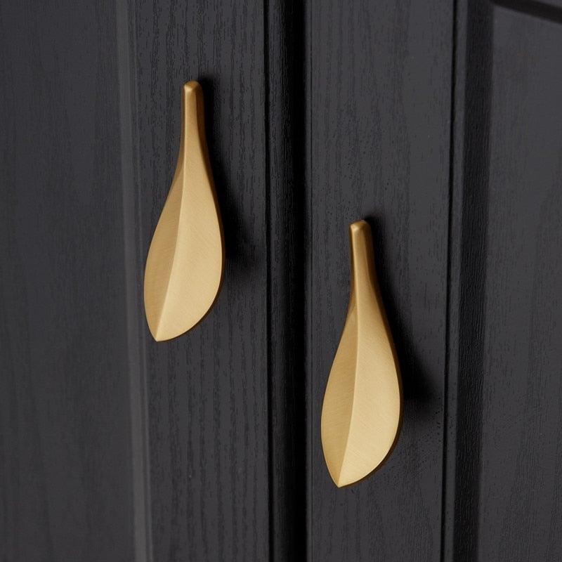 Nordic Style Solid Brass Gold Leaf Cabinet Knob