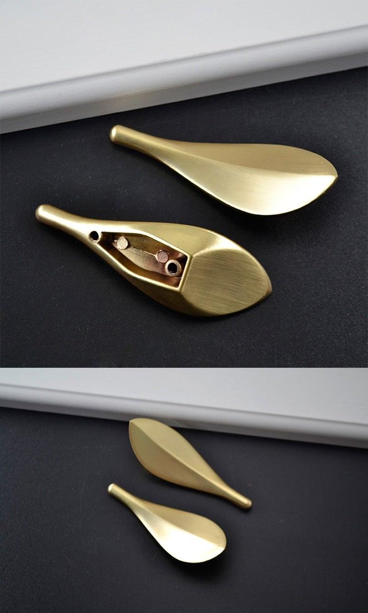 Nordic Style Solid Brass Gold Leaf Cabinet Knob