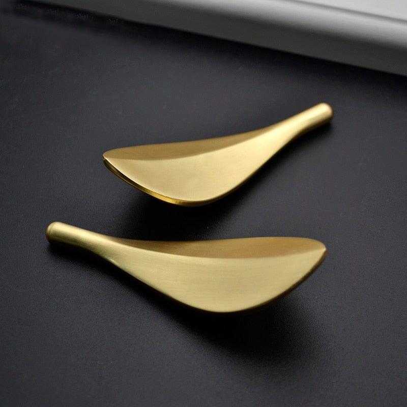 Nordic Style Solid Brass Gold Leaf Cabinet Knob
