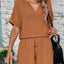 Notched Half Sleeve Top and Shorts Set - Korvel