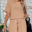 Notched Half Sleeve Top and Shorts Set - Korvel