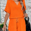 Notched Half Sleeve Top and Shorts Set - Korvel