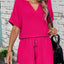 Notched Half Sleeve Top and Shorts Set - Korvel