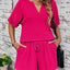 Notched Half Sleeve Top and Shorts Set - Korvel