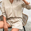 Notched Long Sleeve Top and Shorts Set - Korvel