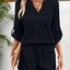 Notched Long Sleeve Top and Shorts Set - Korvel