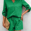 Notched Long Sleeve Top and Shorts Set - Korvel