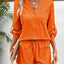 Notched Long Sleeve Top and Shorts Set - Korvel