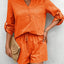 Notched Long Sleeve Top and Shorts Set - Korvel