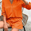 Notched Long Sleeve Top and Shorts Set - Korvel
