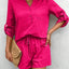 Notched Long Sleeve Top and Shorts Set - Korvel