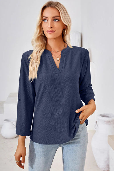 Notched Roll-Tab Sleeve T-Shirt - Korvel