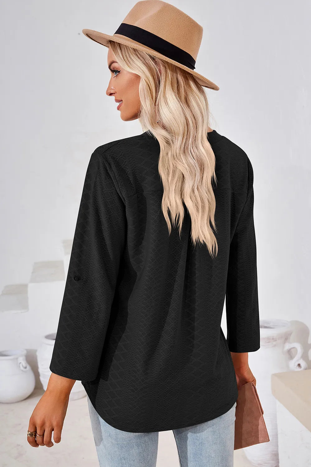 Notched Roll-Tab Sleeve T-Shirt - Korvel