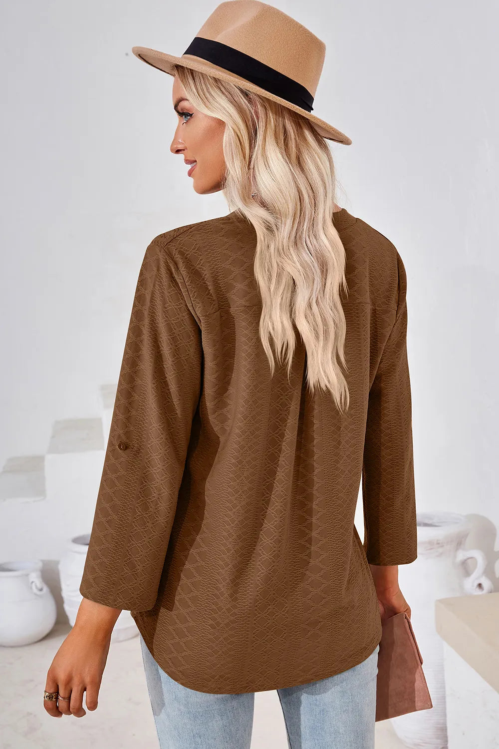 Notched Roll-Tab Sleeve T-Shirt - Korvel