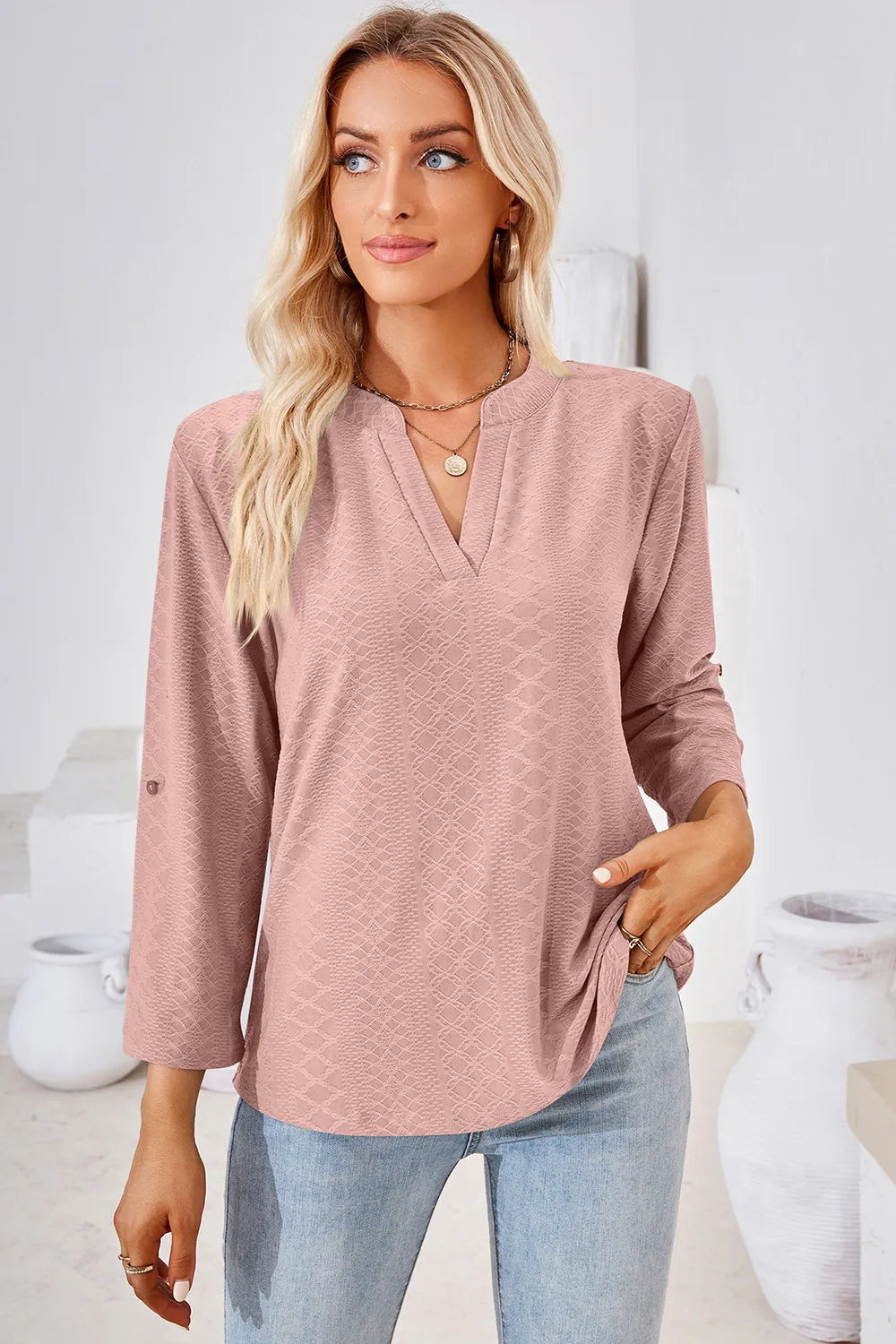 Notched Roll-Tab Sleeve T-Shirt - Korvel