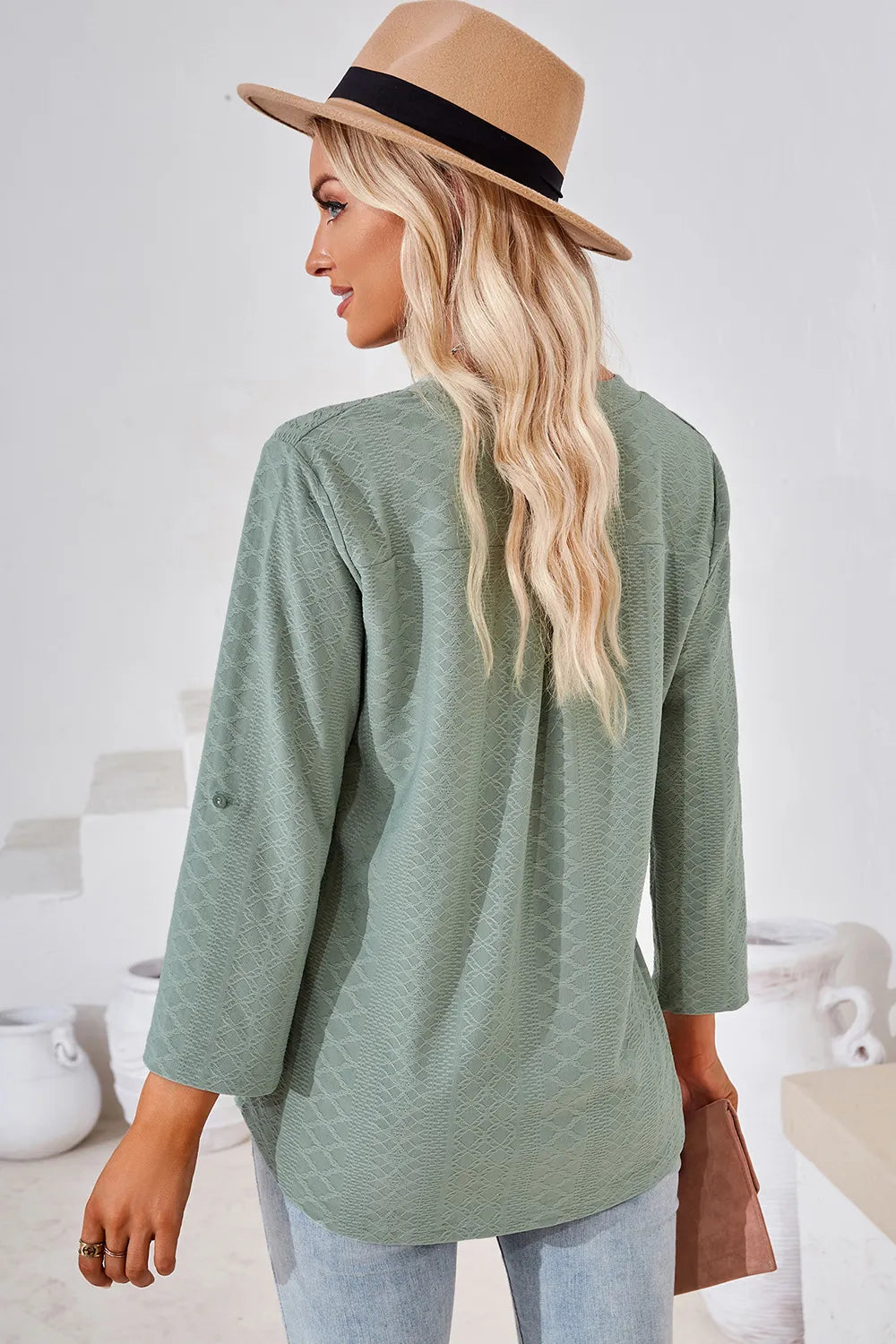 Notched Roll-Tab Sleeve T-Shirt - Korvel