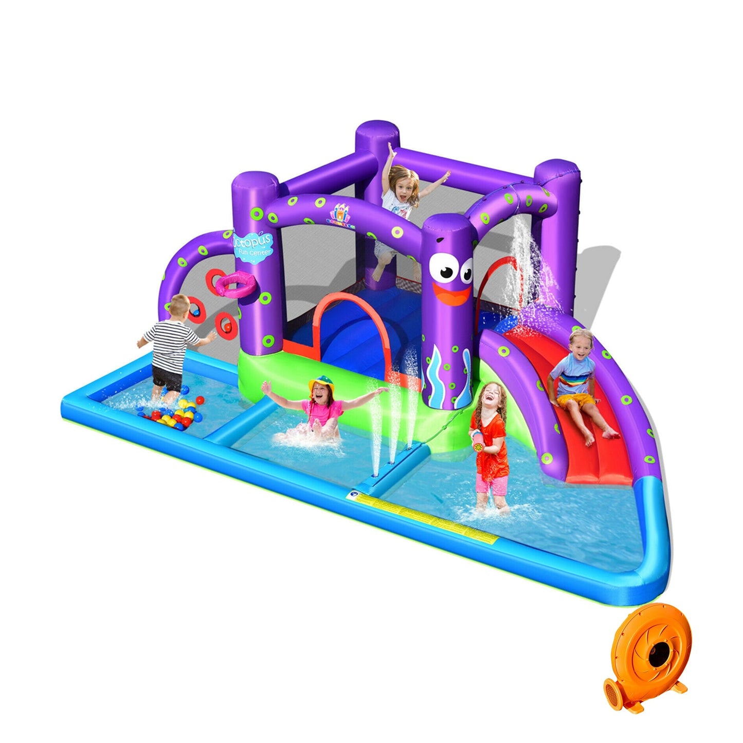 Inflatable Water Slide Park with Splash Pool & Blower